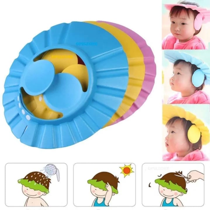 Baby Shower Caps, Baby Bath Cap Adjustable Safe Soft Baby Shower Cap for New Born Baby Shower Hair Wash Cap - image 4