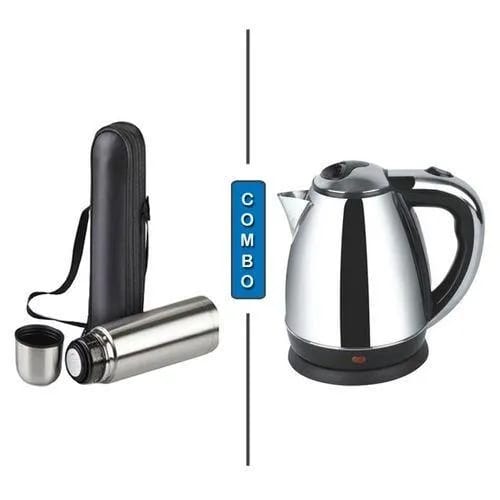 Combo Of Stainless Steel Thermos Bottle 1 Liter + Electric Kettle - 2 Liter - image 1