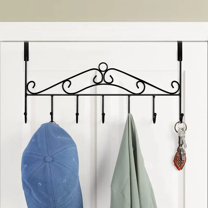 Over Door Hanger with 7 Hooks,Metal Over The Door Towel Hook,Decorative Overdoor Organizers - image 5