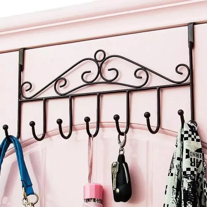 Over Door Hanger with 7 Hooks,Metal Over The Door Towel Hook,Decorative Overdoor Organizers - image 2