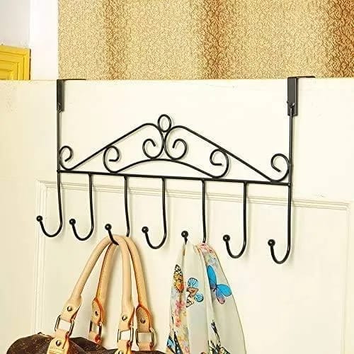 Over Door Hanger with 7 Hooks,Metal Over The Door Towel Hook,Decorative Overdoor Organizers - image 3