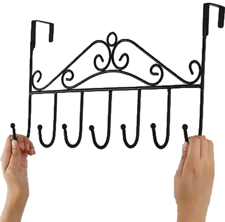 Over Door Hanger with 7 Hooks,Metal Over The Door Towel Hook,Decorative Overdoor Organizers - image 4