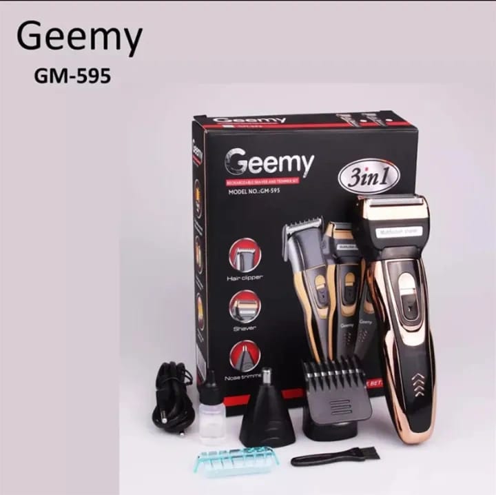 GEMMY GM-595 Shaver beard trimmer nose ear hair 3 in 1 wireless zero machine grooming Kit - image 2