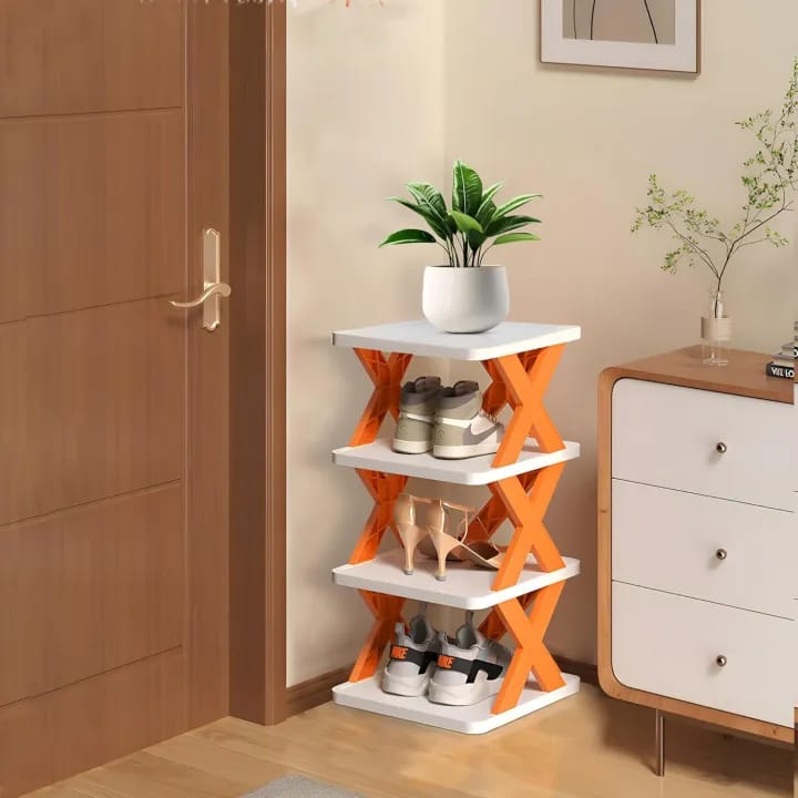 4 Layer Smart Shoe Rack Foldable & Collapsible Shoe Organizer for Home Plastic Shoe Stand - image 3