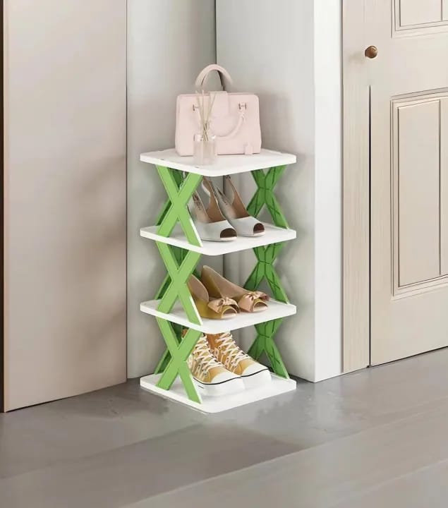 4 Layer Smart Shoe Rack Foldable & Collapsible Shoe Organizer for Home Plastic Shoe Stand - image 1