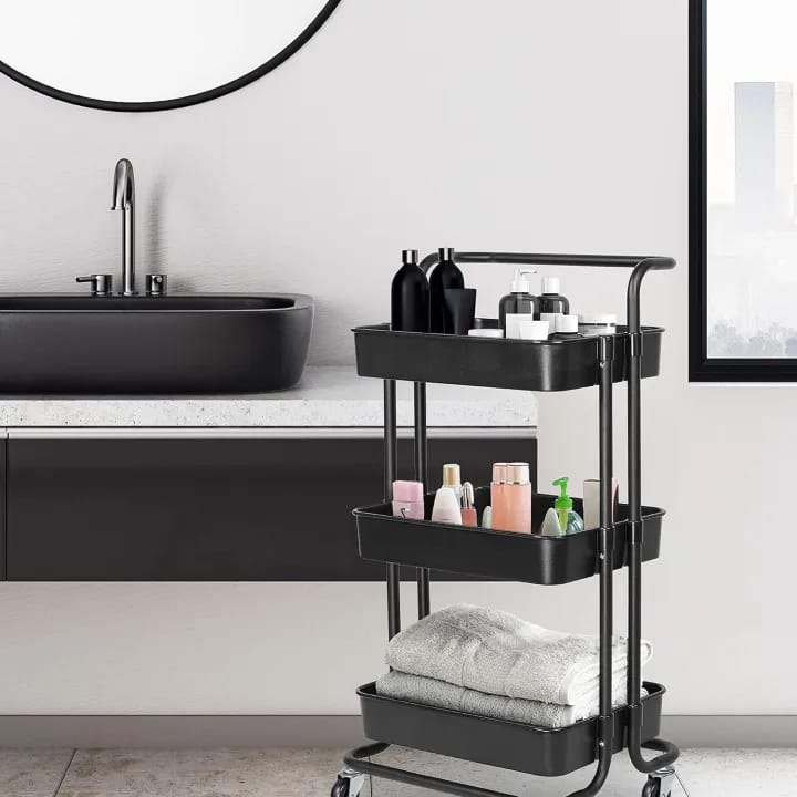 3 Tier Trolley Storage Cart On Wheels Kitchen Storage Utility Cart for Bathroom Trolley, Beauty Trolley, Hairdresser Trolley on Wheels - image 4