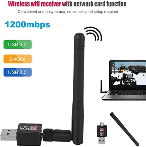 USB WiFi Adapter 1200Mbps USB 2.0 WiFi Dongle 802.11n Wireless Network Adapter High Gain Antenna For Desktop - image 3