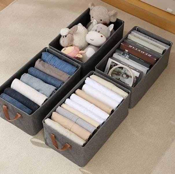 4 pics Clothes Storage Box With Cover, Steel Frame Storage Box, Clothes Sorting Storage Box, Space Saving Storage Organize - image 1