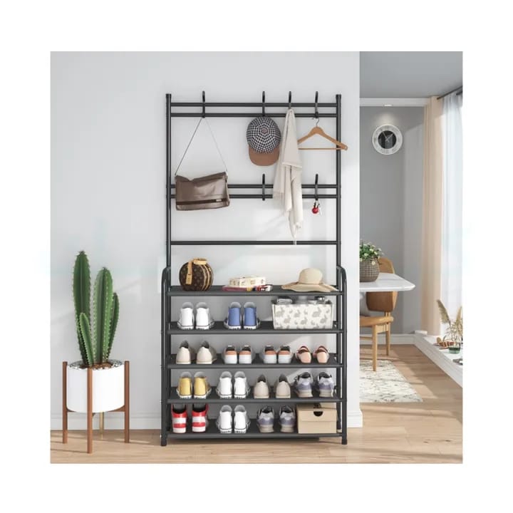 Multifunctional Coat Rack With 5 Tier Bottom Shoe Organizer Rack - image 5