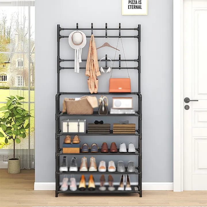 Multifunctional Coat Rack With 5 Tier Bottom Shoe Organizer Rack - image 2