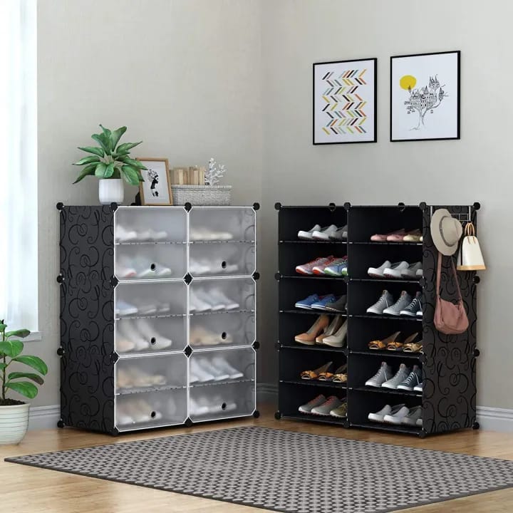 Portable Double Layer Shoe Rack Organizer with Door, 6-Tier Shoe Rack, Space-Saving Shoe Cabinet, Shoe Organizer - image 3
