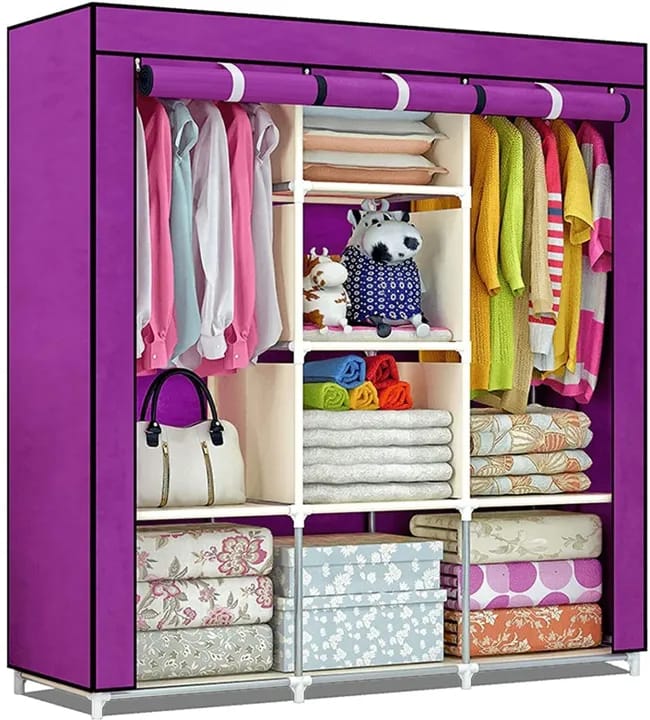 Cloth Rack Portable Closet Storage Wardrobe Cabinet Color - Multicolor - image 3