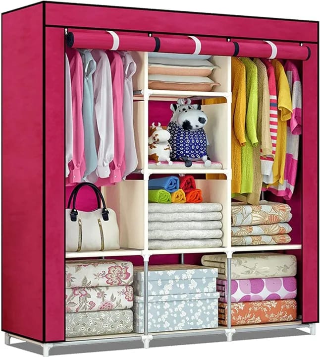 Cloth Rack Portable Closet Storage Wardrobe Cabinet Color - Multicolor - image 5