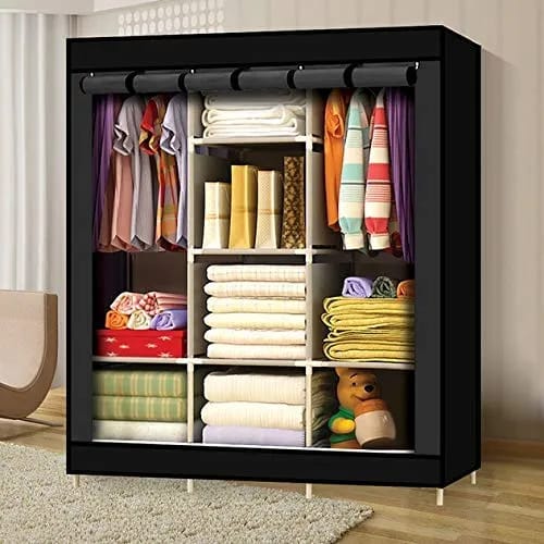 Cloth Rack Portable Closet Storage Wardrobe Cabinet Color - Multicolor - image 2