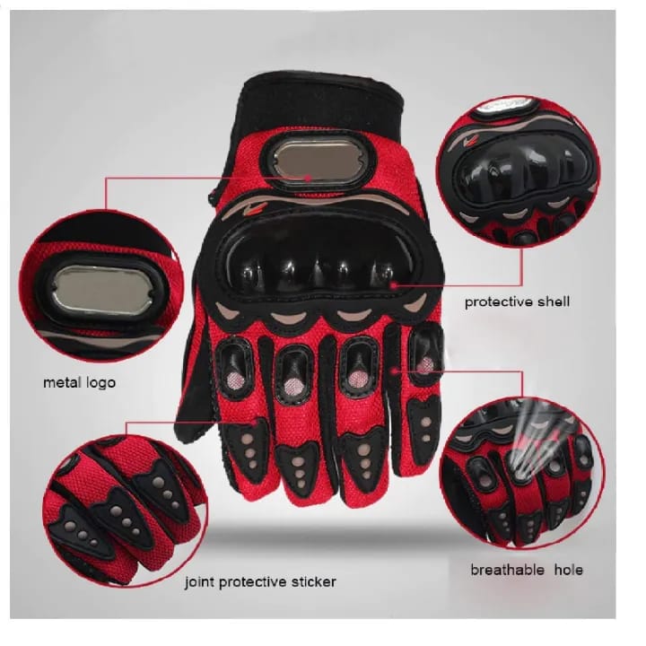 Motorcycle Full Finger Gloves for Biker Cycling Motorbike - Red - image 5