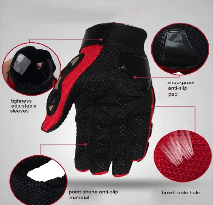 Motorcycle Full Finger Gloves for Biker Cycling Motorbike - Red - image 4