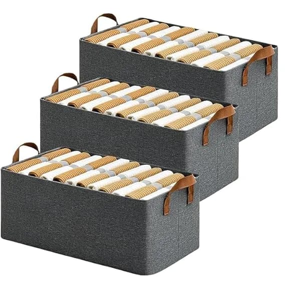 3Pcs Wardrobe Portable Clothes Organizing Storage Box | Storage Space Saver - Multicolor - image 1