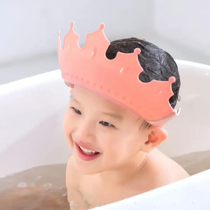 Soft Ear&Eye Protection Solid Color Shower Cap Children Shower Head Cover Crown Shape Baby Shampoo Cap Wash Hair Shield Hat - image 4