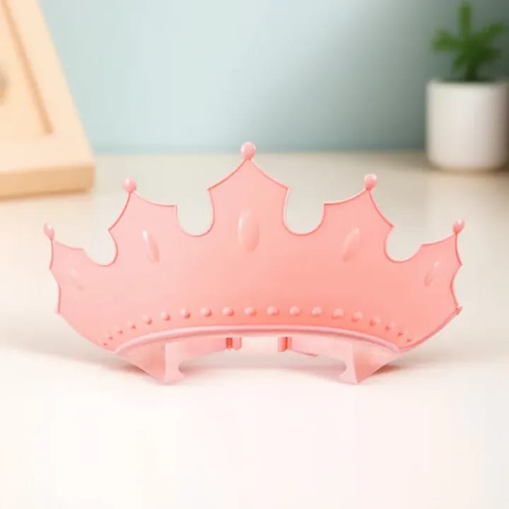 Soft Ear&Eye Protection Solid Color Shower Cap Children Shower Head Cover Crown Shape Baby Shampoo Cap Wash Hair Shield Hat - image 2