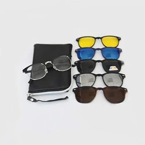 5 In 1 Club Master Polarized Glass Magnetic Sunglasss for Men | Club Master Polarized Glass - Multicolor Lens Color - image 4