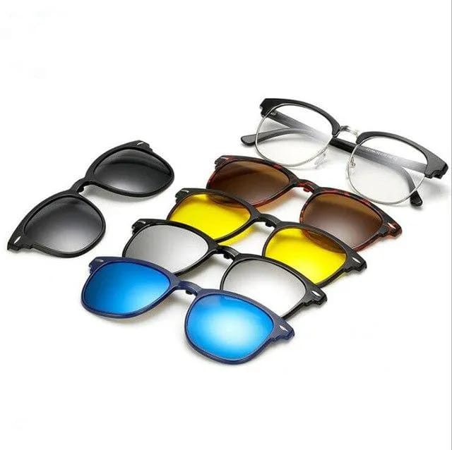 5 In 1 Club Master Polarized Glass Magnetic Sunglasss for Men | Club Master Polarized Glass - Multicolor Lens Color - image 5