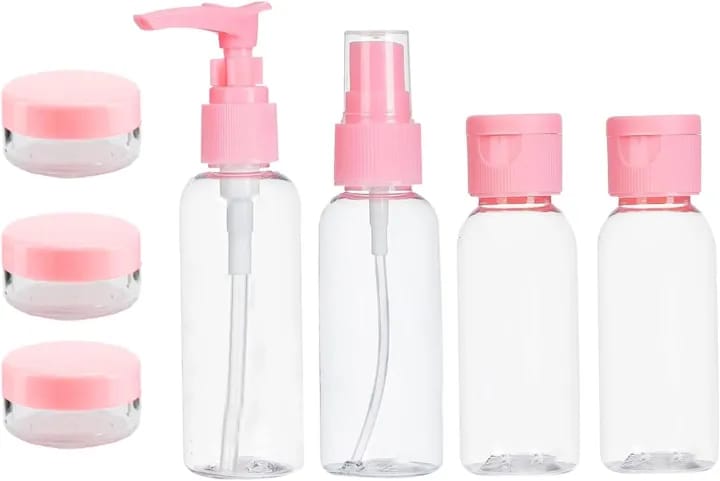 7pcs Plastic Portable Travel Cosmetics Pressing Spray Bottle for Makeup, Cosmetic, Toiletries - image 2