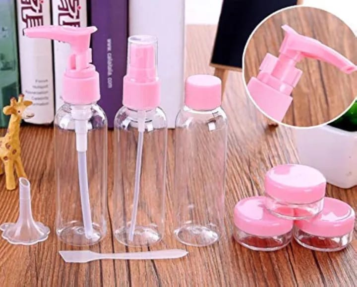7pcs Plastic Portable Travel Cosmetics Pressing Spray Bottle for Makeup, Cosmetic, Toiletries - image 1