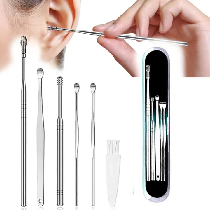 Ear Wax Removal Kit,6 Pcs Ear Pick Earwax Renmover Tool Professional Ear Spoon Set Reusable Ear Cleaners - image 1