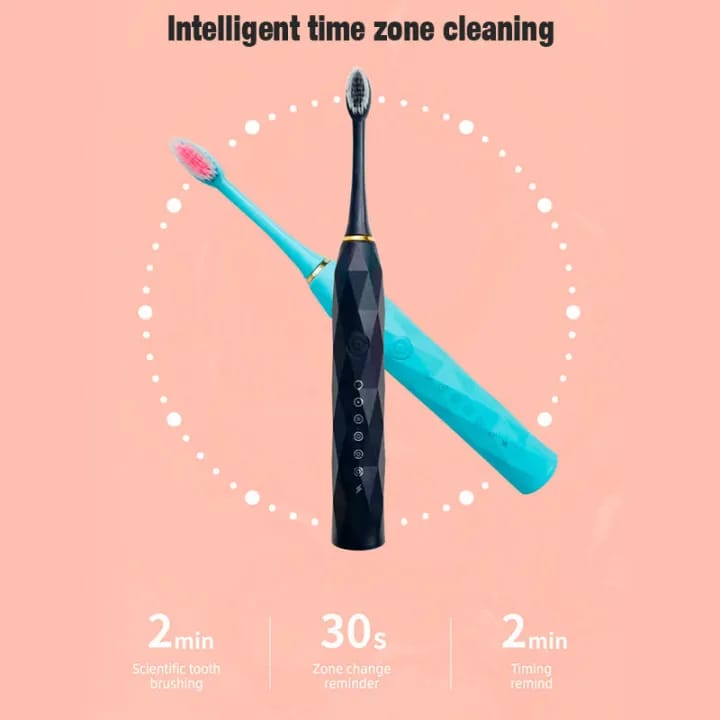 Prime Picks Premium X-9 Sonic Electric Toothbrush with 4 Replacement Brush Head | IPX7 Waterproof Brush , 6 Cleaning Modes, Smart Timer, Fast Charging, 30-Day Battery Life | Rechargeable Toothbrush | DuPont Bristles Brush - image 2