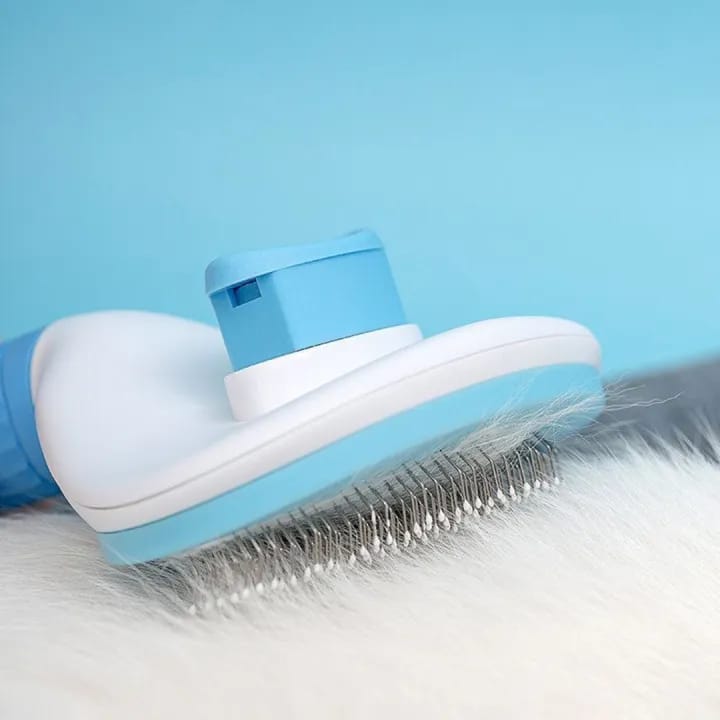 Dog Cat Grooming Brush with Self-Cleaning Feature and Silicone Handle for Easy Pet Care - image 3