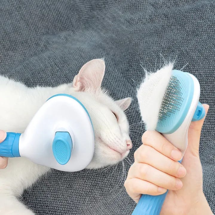 Dog Cat Grooming Brush with Self-Cleaning Feature and Silicone Handle for Easy Pet Care - image 2