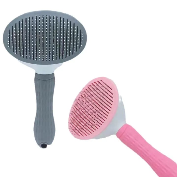 Dog Cat Grooming Brush with Self-Cleaning Feature and Silicone Handle for Easy Pet Care - image 1