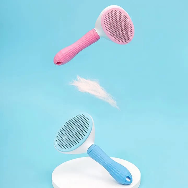 Dog Cat Grooming Brush with Self-Cleaning Feature and Silicone Handle for Easy Pet Care - image 5