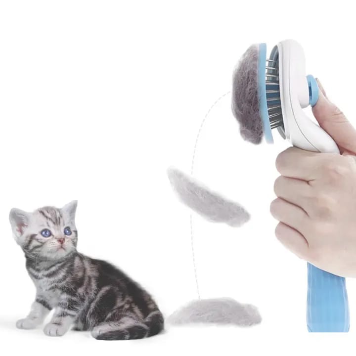Dog Cat Grooming Brush with Self-Cleaning Feature and Silicone Handle for Easy Pet Care - image 4