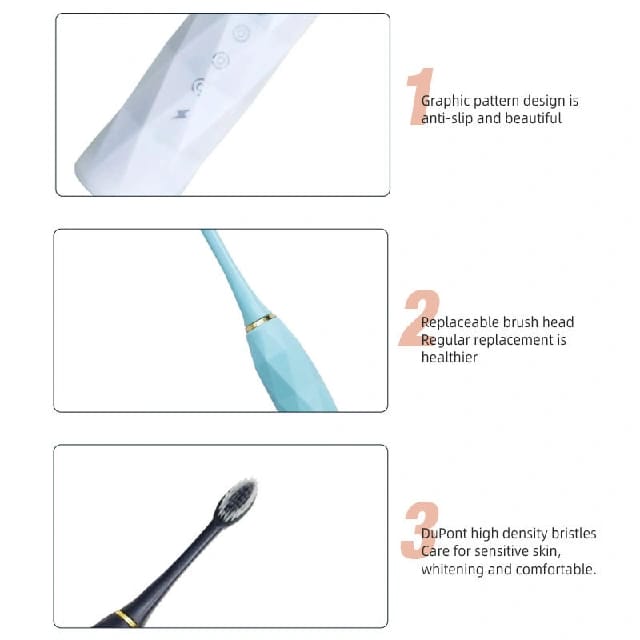Prime Picks Premium X-9 Sonic Electric Toothbrush with 8 Replacement Brush Head | IPX7 Waterproof Brush | Upgraded 6 Cleaning Modes , Smart Timer, Fast Charging, 30-Day Battery Life | Rechargeable Toothbrush | DuPont Bristles Brush - image 3