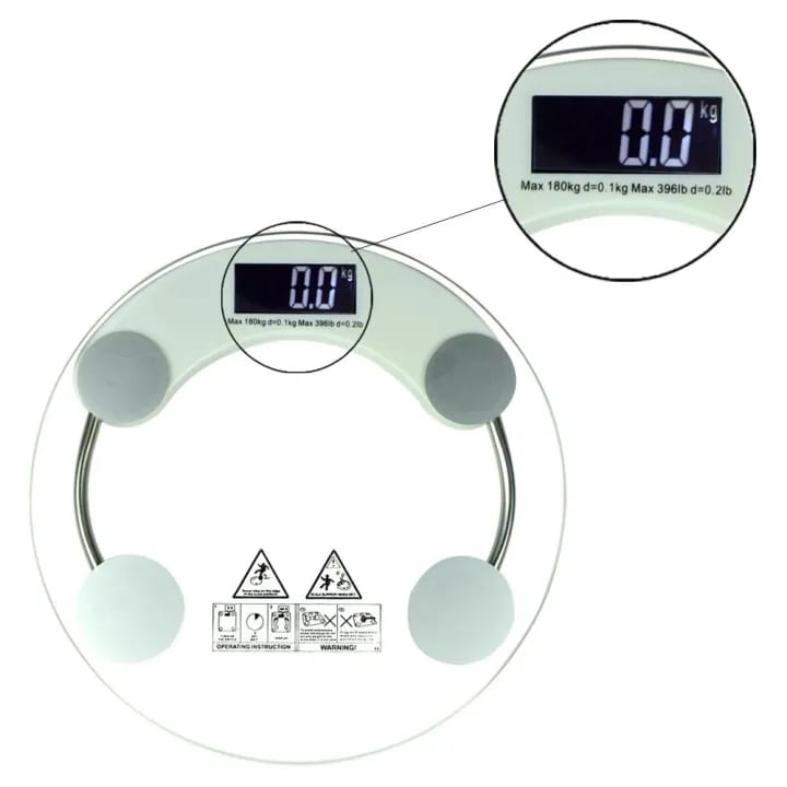 Prime Picks Premium Digital Body Weight Scale Machine | LCD Display | 180kg Capacity | High Precision Glass Weighing Scale for Home & Gym – Slim, Round, Battery Operated - image 4