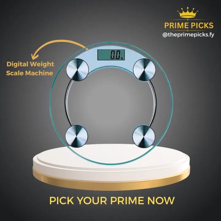 Prime Picks Premium Digital Body Weight Scale Machine | LCD Display | 180kg Capacity | High Precision Glass Weighing Scale for Home & Gym – Slim, Round, Battery Operated - image 1