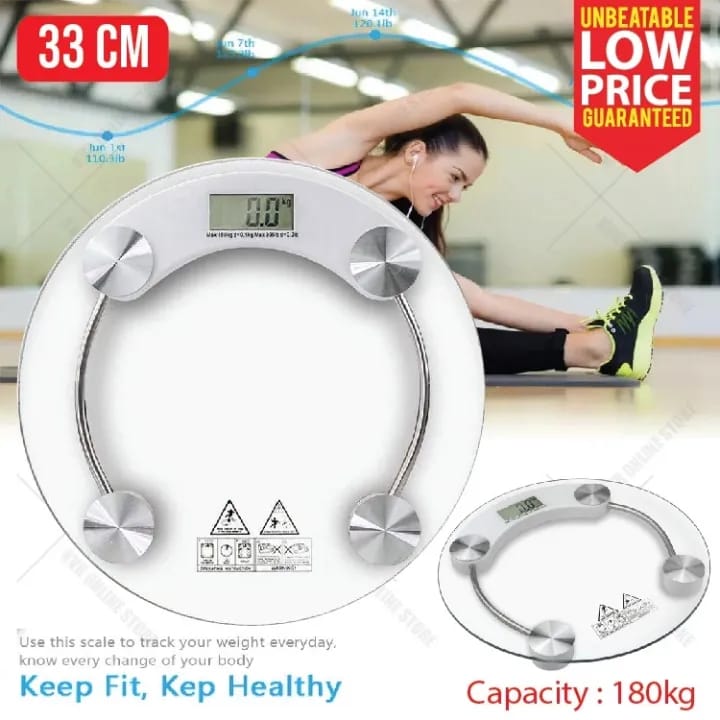 Prime Picks Premium Digital Body Weight Scale Machine | LCD Display | 180kg Capacity | High Precision Glass Weighing Scale for Home & Gym – Slim, Round, Battery Operated - image 5