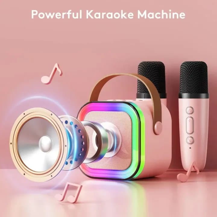 Prime Picks Premium Portable Karaoke Speaker with Double Wireless Microphone | Bluetooth 5.3 Mini Karaoke Machine with LED Disco Lights | Family Party Speaker for Home, Kids, Birthday Gifts & Music Entertainment - image 2
