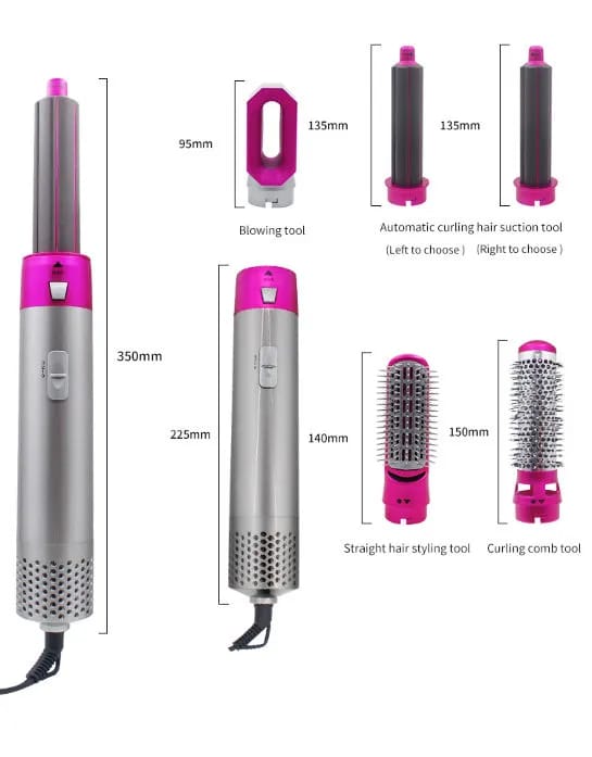 Prime Picks 5 in 1 Electric Hair Brush Negative Ion Hair Dryer Comb Hair Styler Hair Brush Hair Dryer Salon Curling Iron - image 3