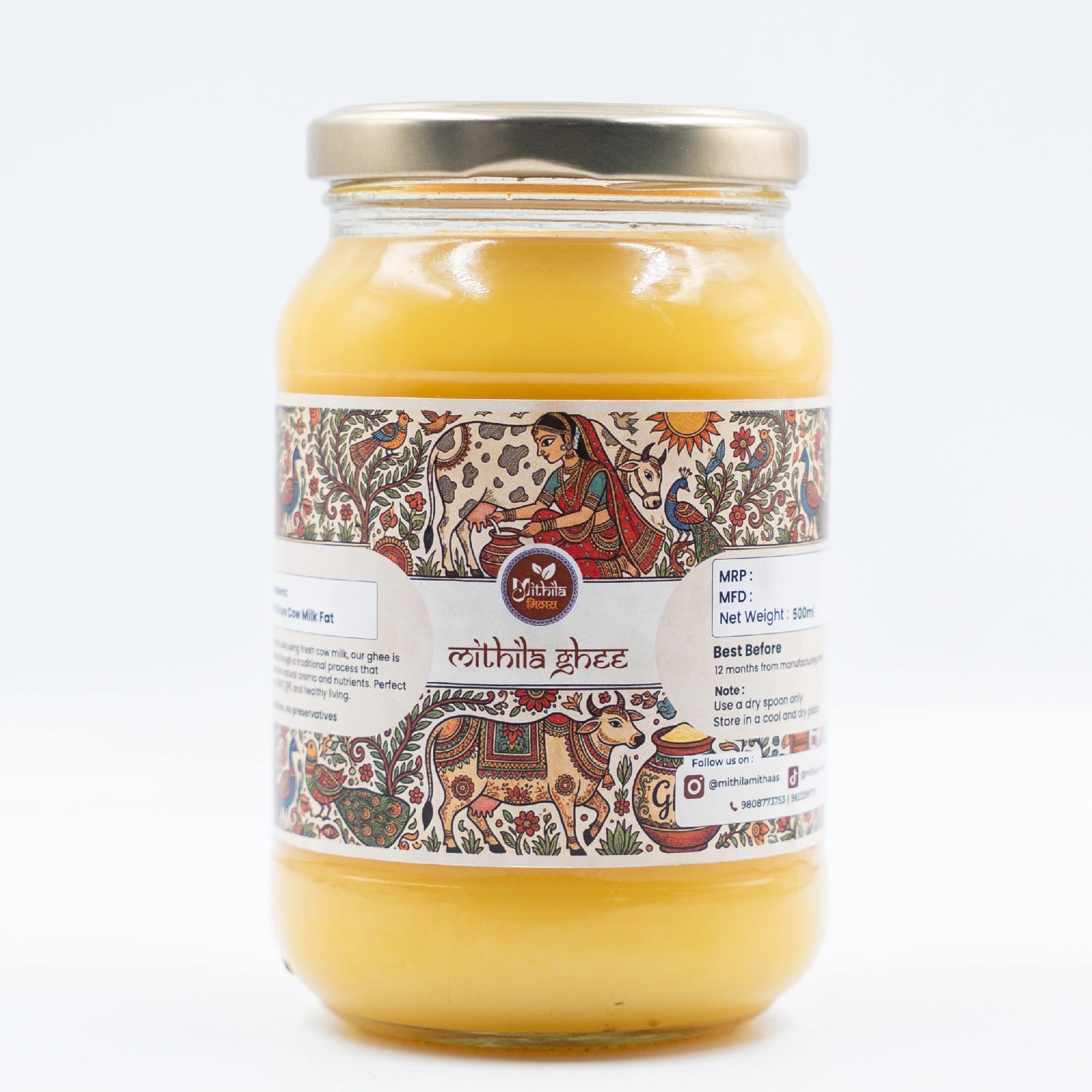 Mithila Ghee 100% Pure Cow Ghee 500 Gram By Mithila Mithas - image 1