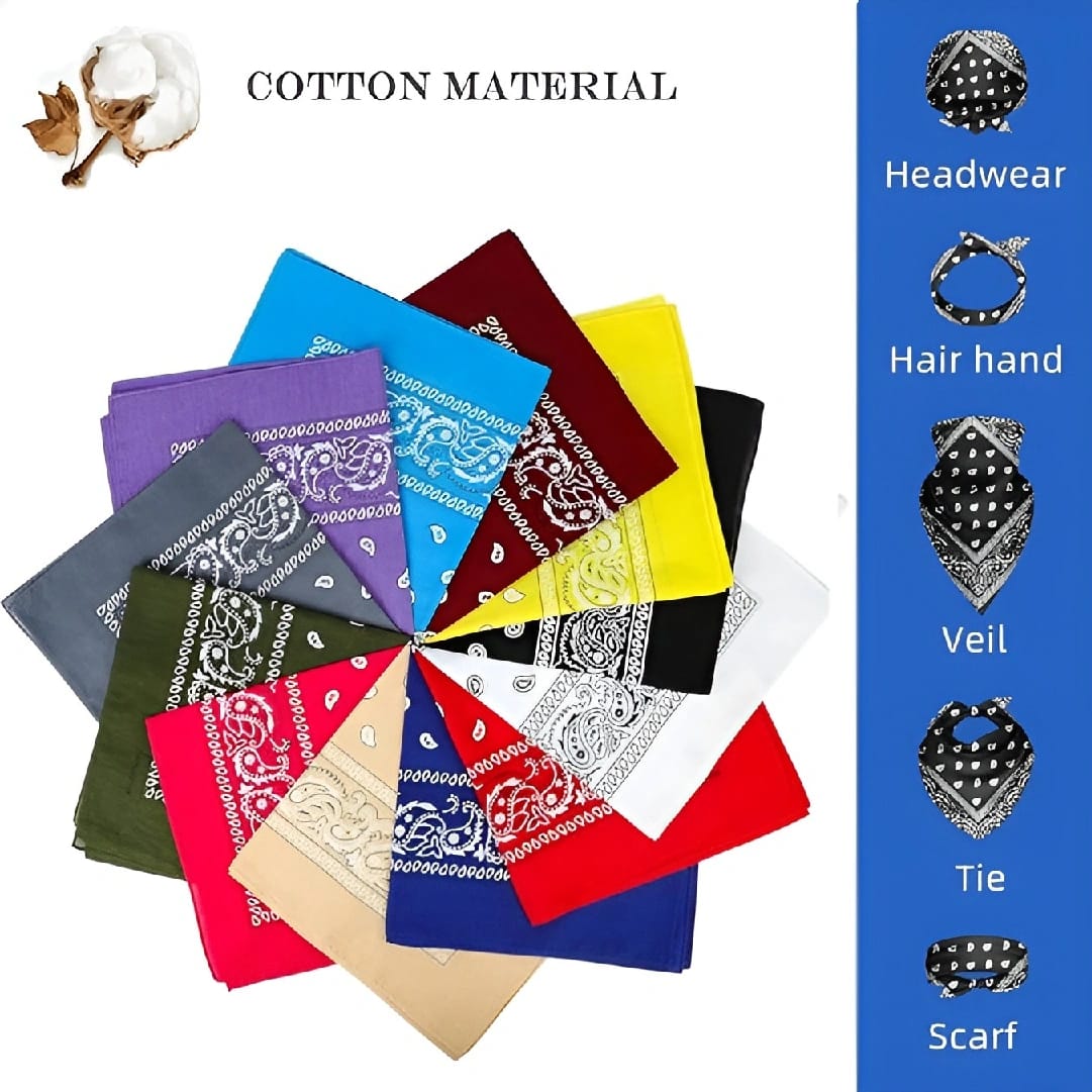 Cotton Bandana Scarf | Handkerchief | Headwear Scarf | Pack Of 2 - image 1