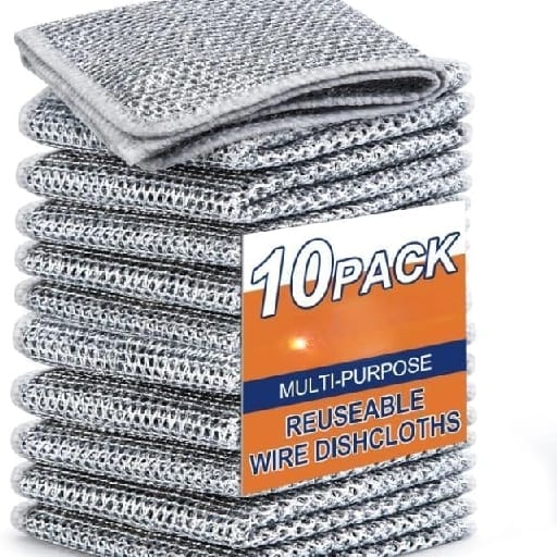 Non-Scratch 2 Layer Wire Dishcloth Stainless Steel | Non-Scratch Dish Cloths Heavy-Duty Wire Dishwashing Rags For Kitchen And More - image 1