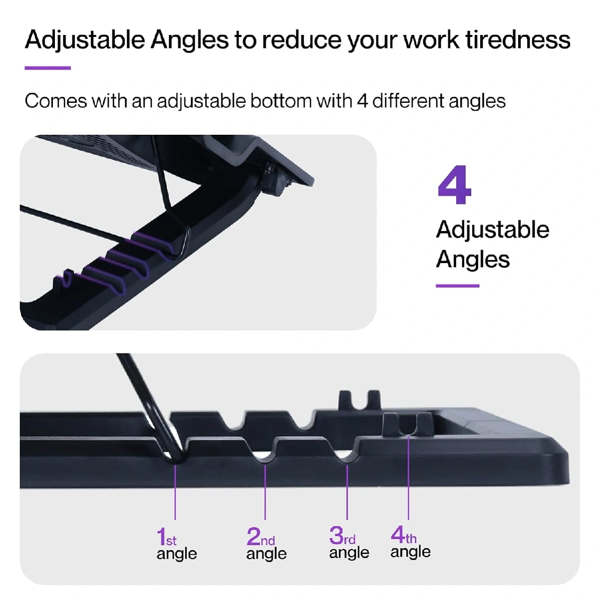 Dual Fan Laptop Cooling Pad/Notepad And Laptop Stand | Blue LED Light | 4 Adjustment Levels | - image 3