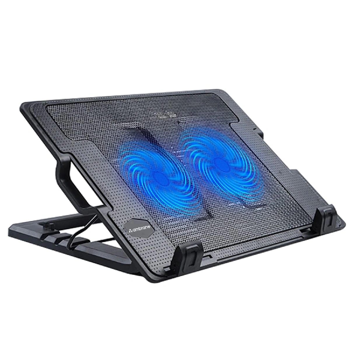 Dual Fan Laptop Cooling Pad/Notepad And Laptop Stand | Blue LED Light | 4 Adjustment Levels | - image 1