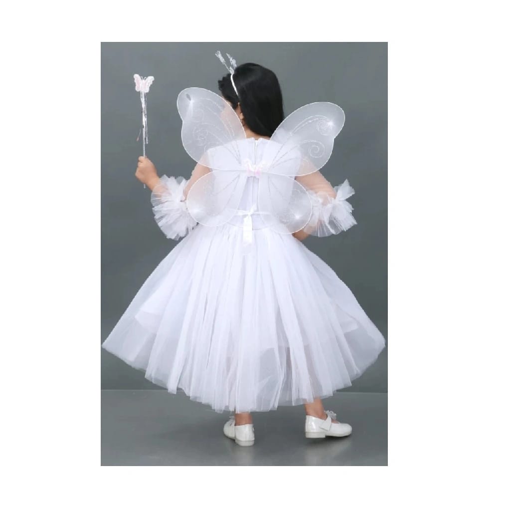 Butterfly Pari Frock Set (White) - image 3