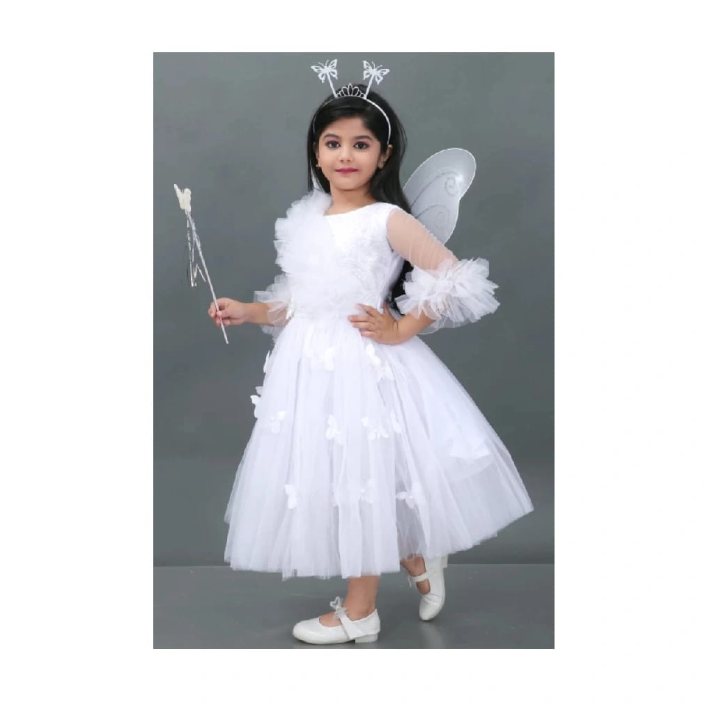 Butterfly Pari Frock Set (White) - image 2