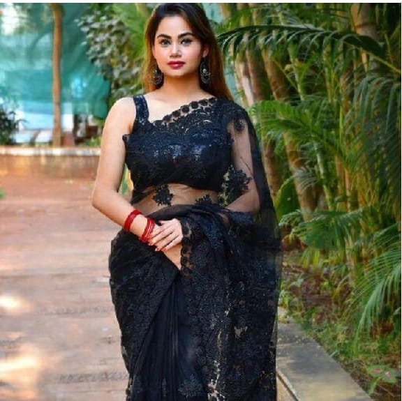 Cholo Net Saree Women'S Clothing Ethnic Indian Wear Cholo Style - image 1