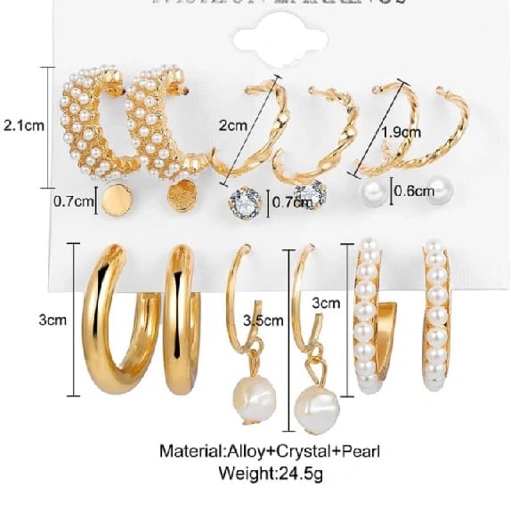 Adjustable Earing Gold Plated Combo 9 Set Jora - image 3