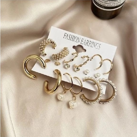 Adjustable Earing Gold Plated Combo 9 Set Jora - image 2